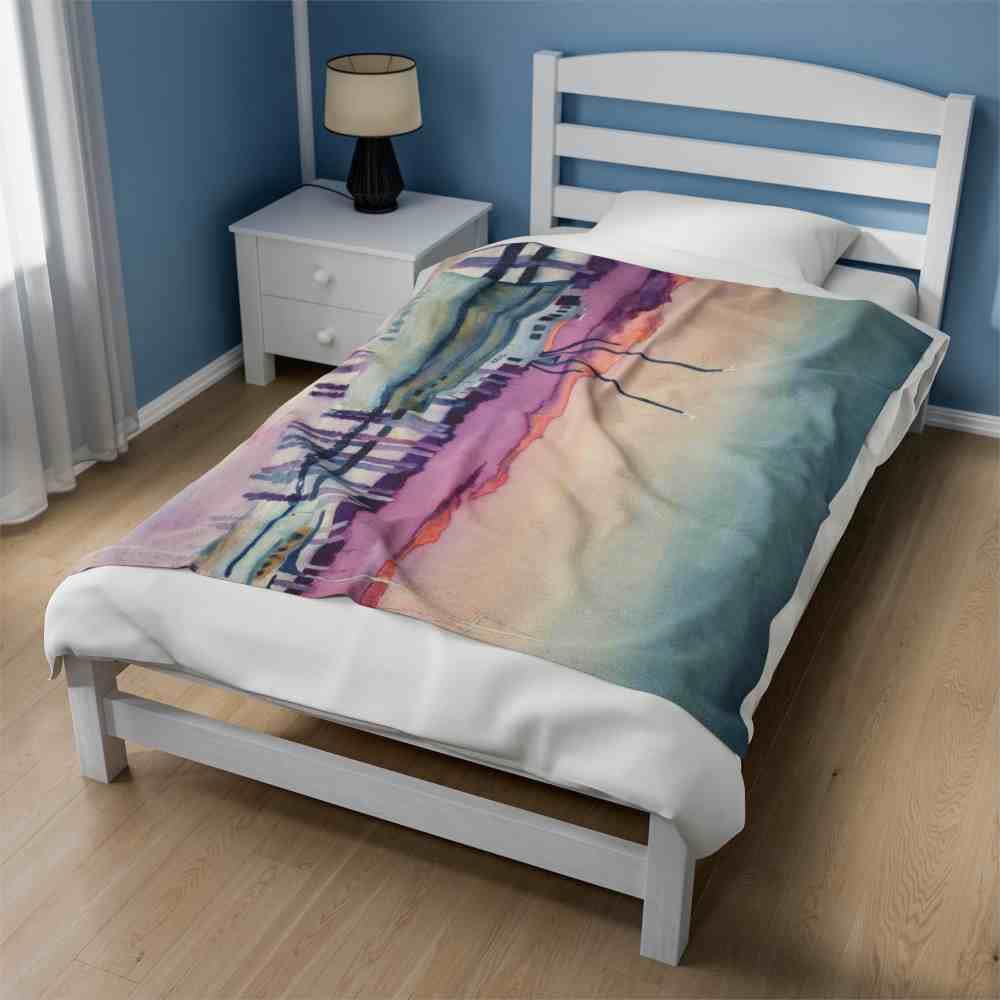 Jeb's "Shrimp Boat Resting" Velveteen Plush Blanket - Image 3