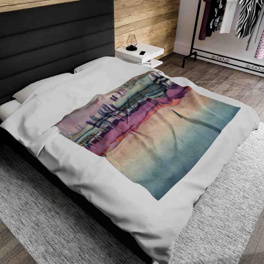 Jeb's "Shrimp Boat Resting" Velveteen Plush Blanket - Image 4