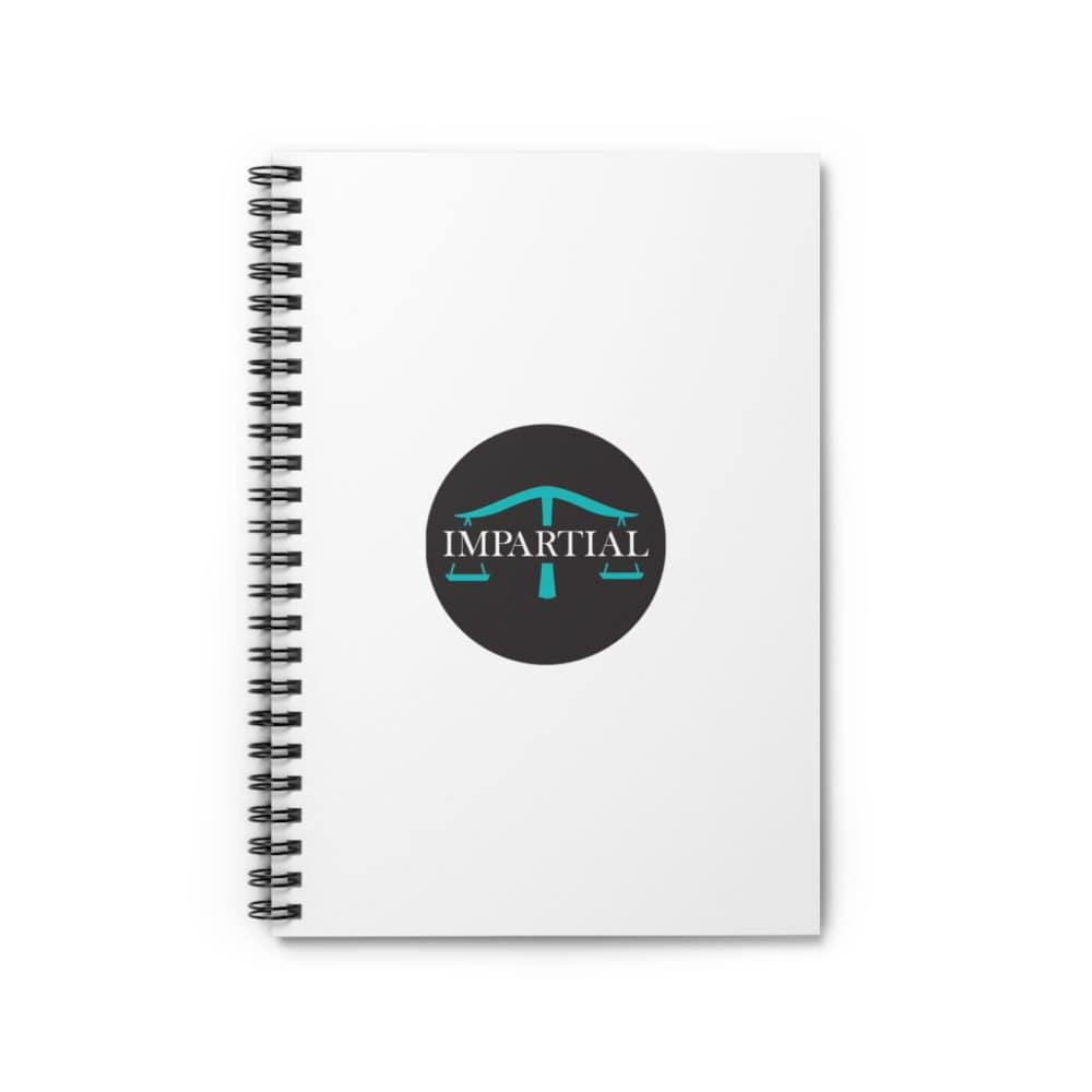 Black Impartial Logo Ruled Spiral Notebook