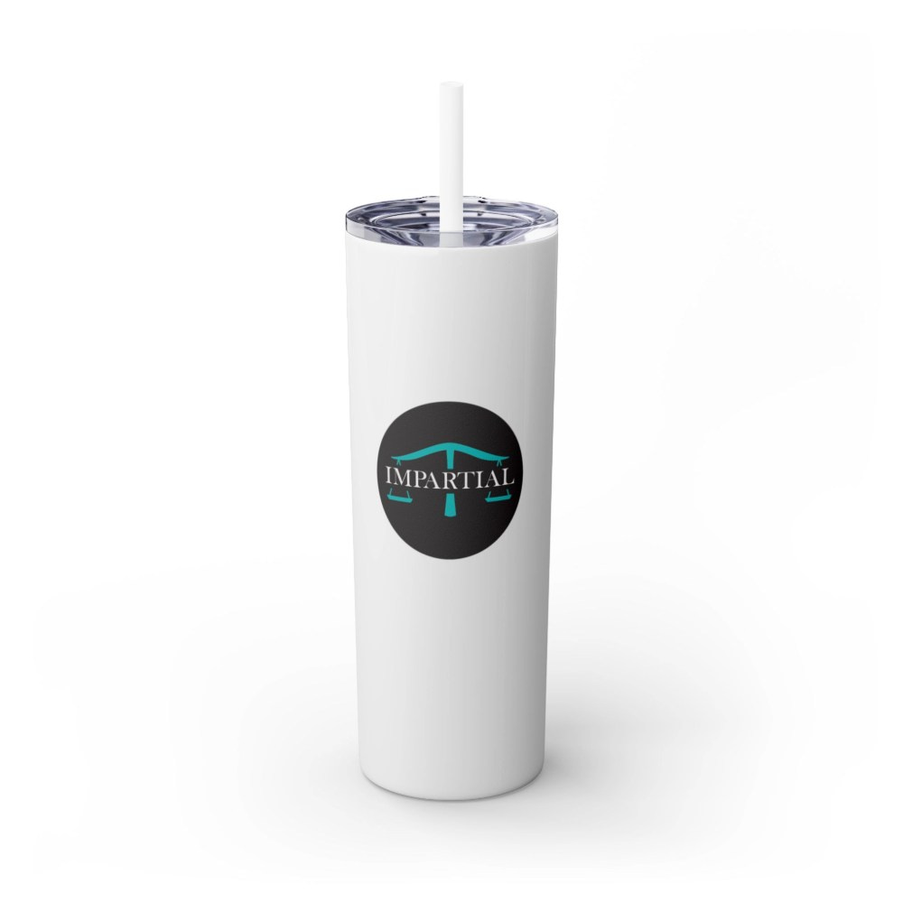 Black Impartial Logo Skinny 20oz Tumbler with Straw