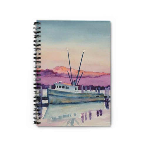 Jeb's "Shrimp Boat Resting" Ruled Spiral Notebook