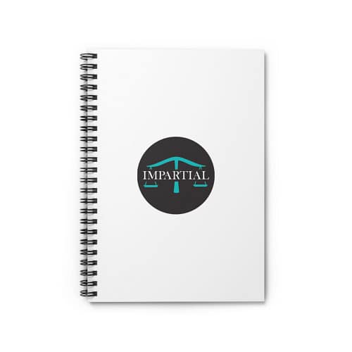 Black Impartial Logo Ruled Spiral Notebook