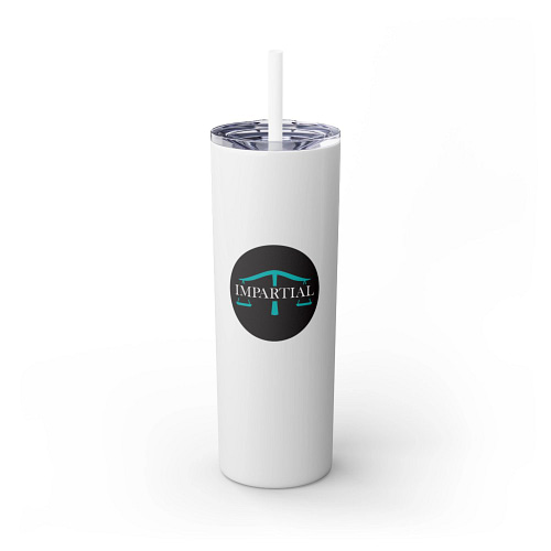 Black Impartial Logo Skinny 20oz Tumbler with Straw
