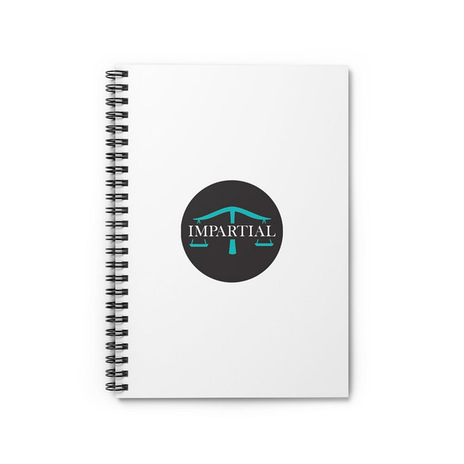 Black Impartial Logo Ruled Spiral Notebook