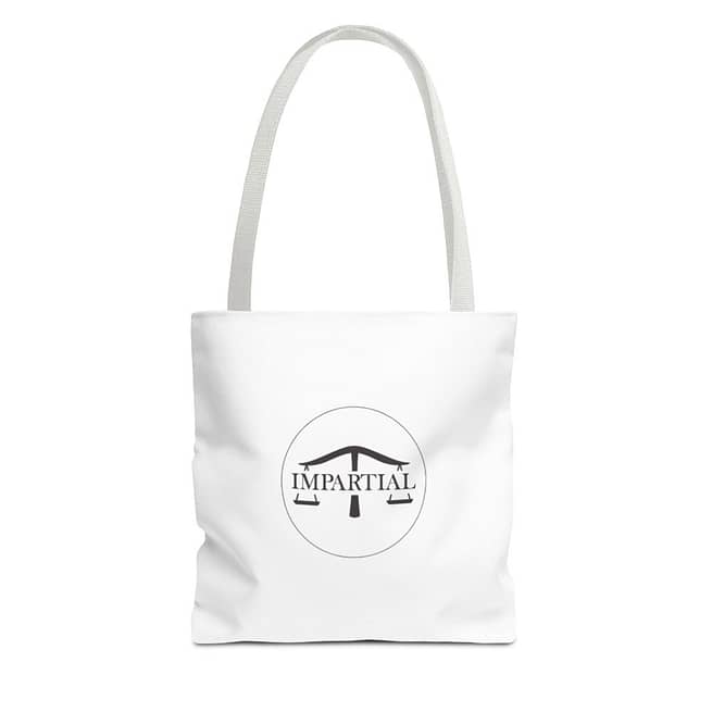 Black and White Impartial Logo Tote Bag