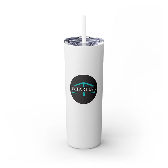 Black Impartial Logo Skinny 20oz Tumbler with Straw