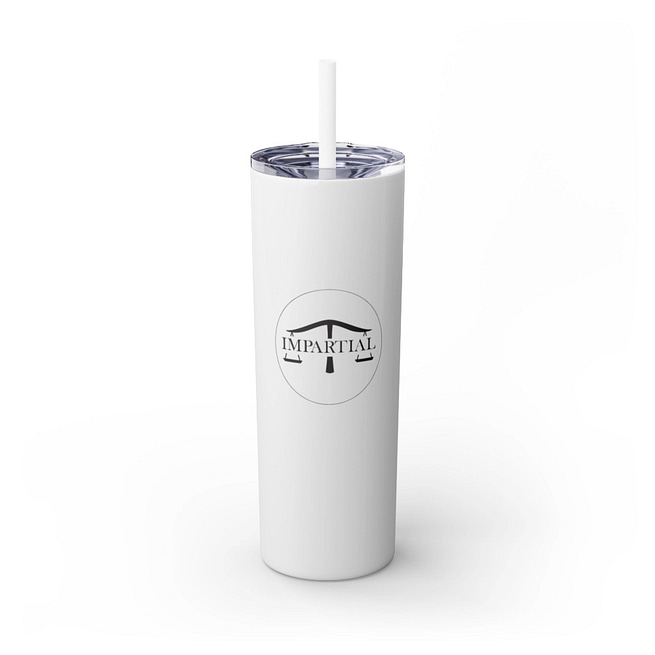 Black and White Impartial Logo 20oz Skinny Tumbler with Straw