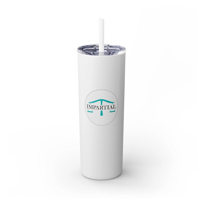 Teal and Black Impartial Logo Skinny 20oz Tumbler with Straw