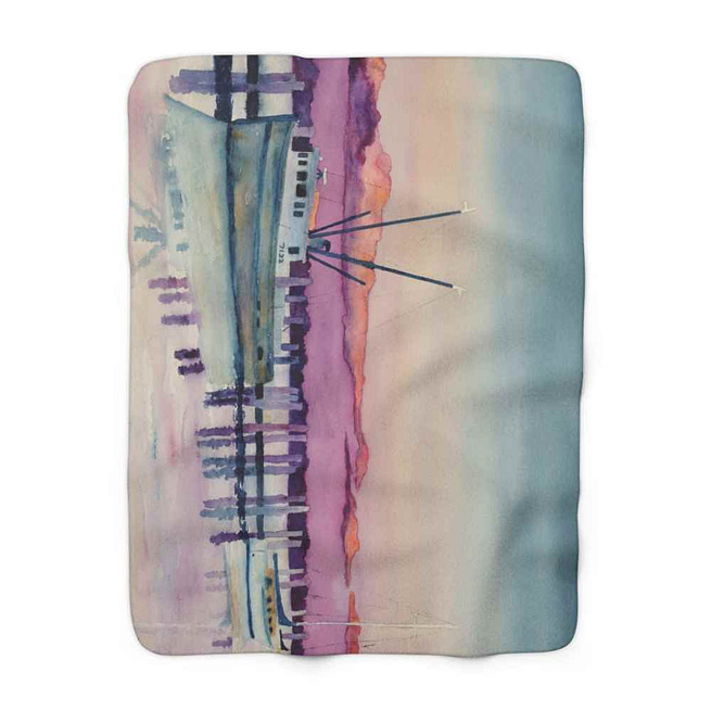 Jeb's "Shrimp Boat Resting" Sherpa Fleece Blanket