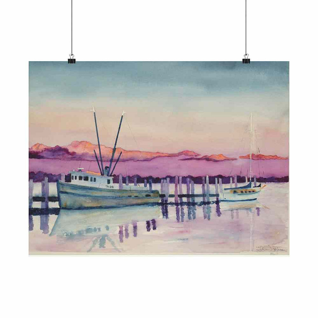 Jeb's "Shrimp Boat Resting" Matte Horizontal Posters