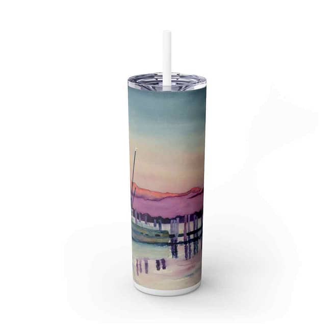 Jeb's "Shrimp Boat Resting" 20oz Skinny Tumbler with Straw