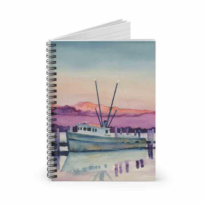 Jeb's "Shrimp Boat Resting" Ruled Spiral Notebook - Image 2