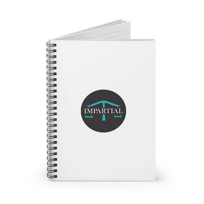 Black Impartial Logo Ruled Spiral Notebook - Image 2