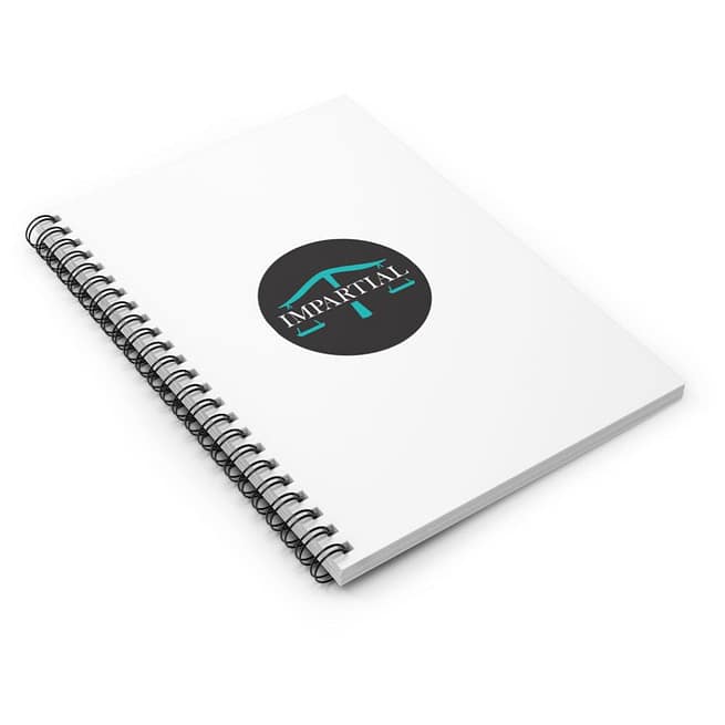 Black Impartial Logo Ruled Spiral Notebook - Image 3