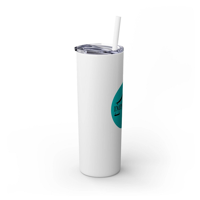 Teal Impartial Logo Skinny 20oz Tumbler with Straw - Image 2