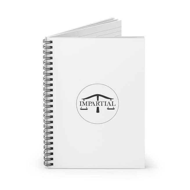 Black and White Impartial Logo Ruled Spiral Notebook - Image 2