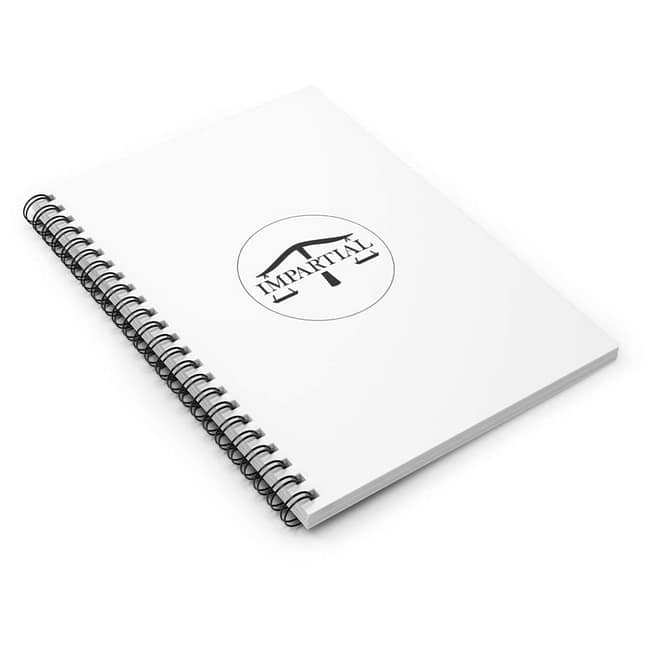 Black and White Impartial Logo Ruled Spiral Notebook - Image 3